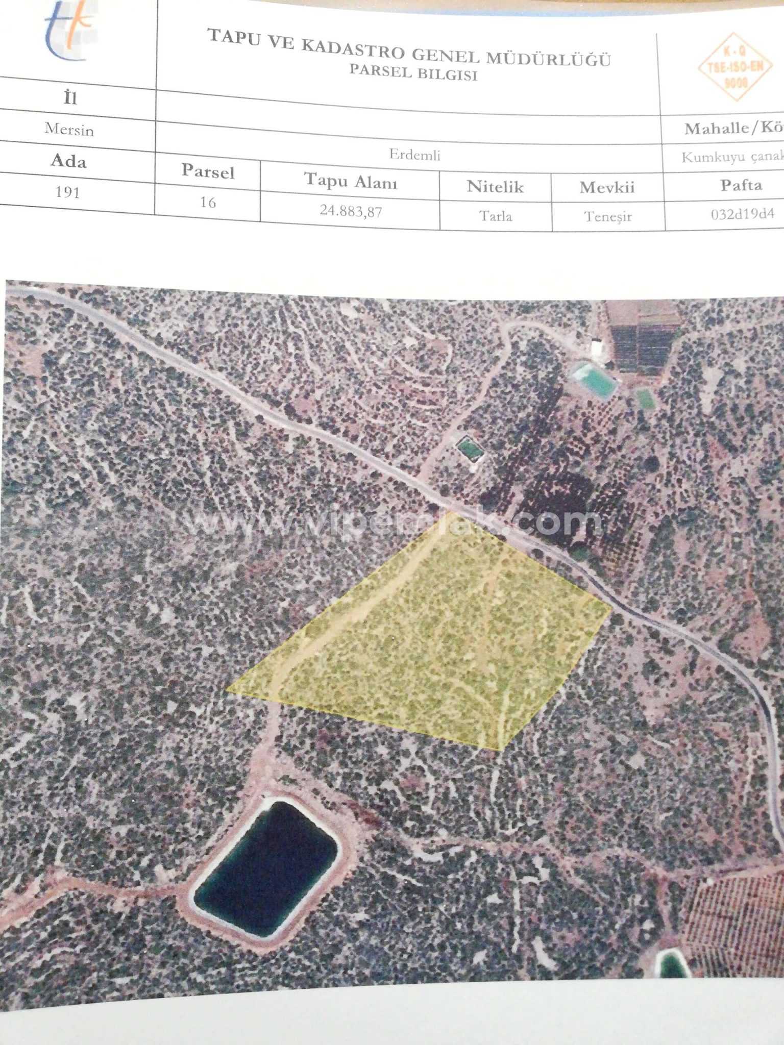 ERDEMLİ KUMKUYUDA SATILIK 24.883 M2 TARLA