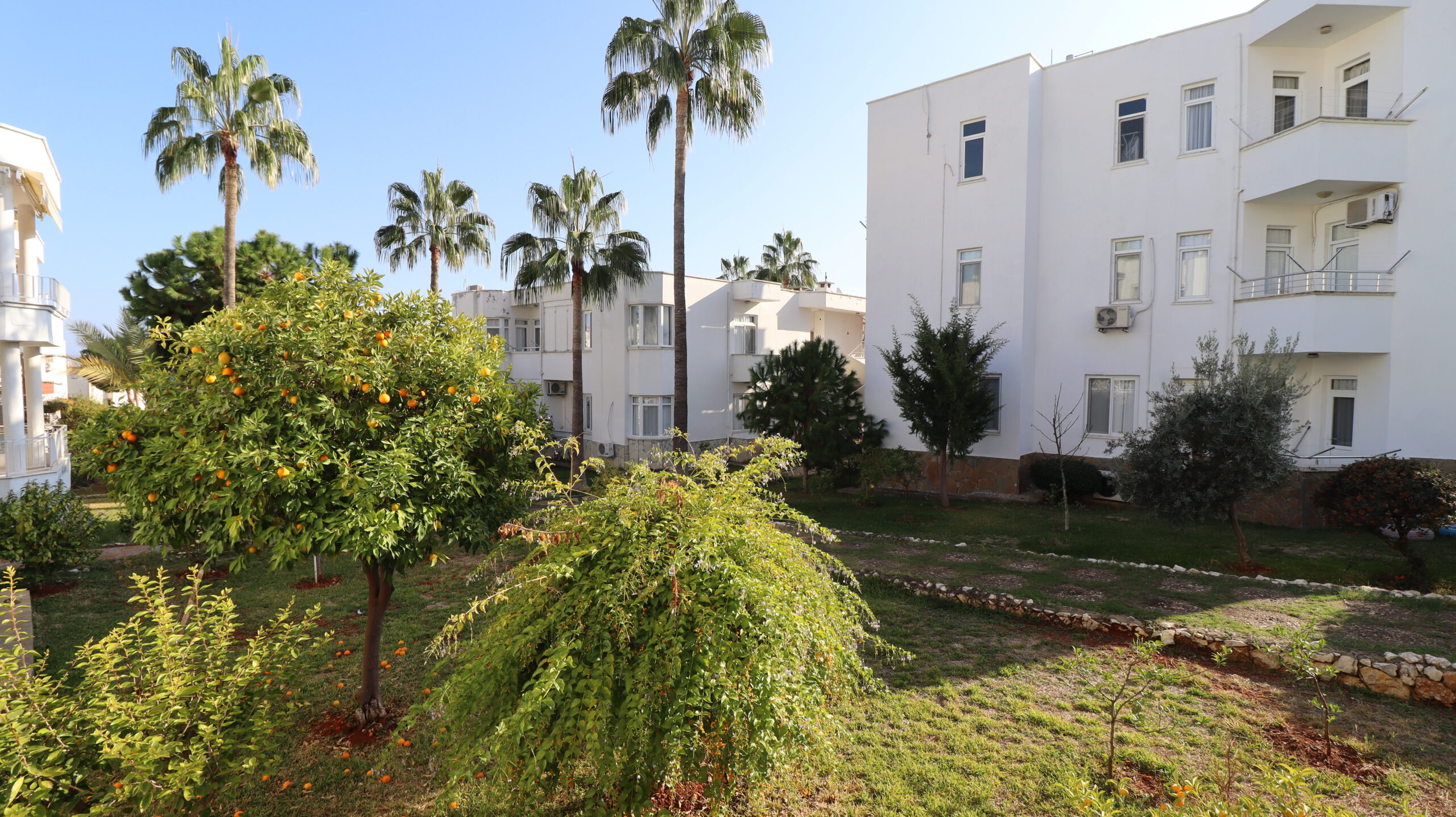 Mersin Erdemli Kumkuyu Altınportakal Sitesi Oude blokken te koop 3+1 tuinvloer appartement