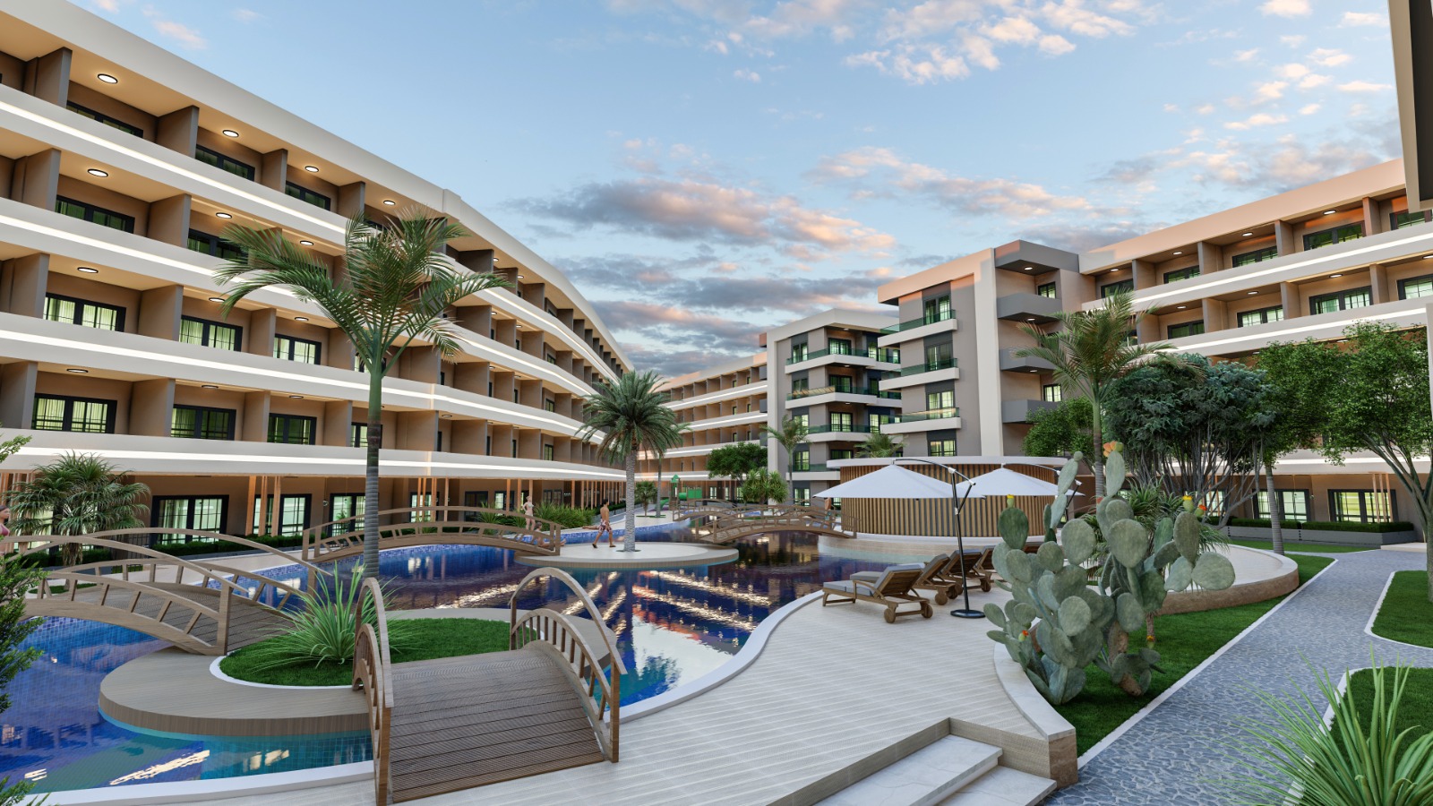Luxuriöse 1+1-Wohnung zum Verkauf in Mitanni Garden, Erdemli, Mersin
