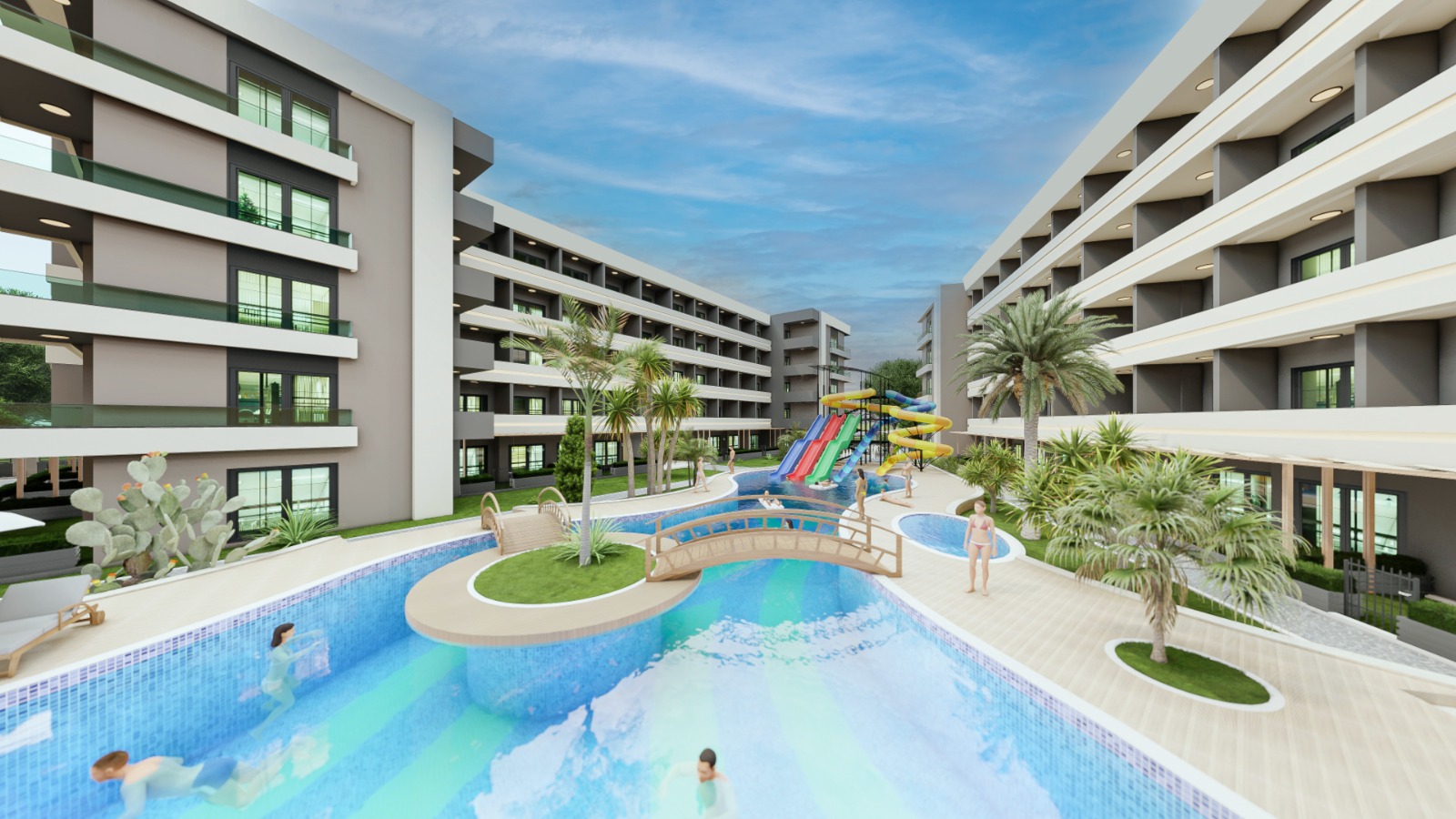 Luxuriöse 1+1-Wohnung zum Verkauf in Mitanni Garden, Erdemli, Mersin