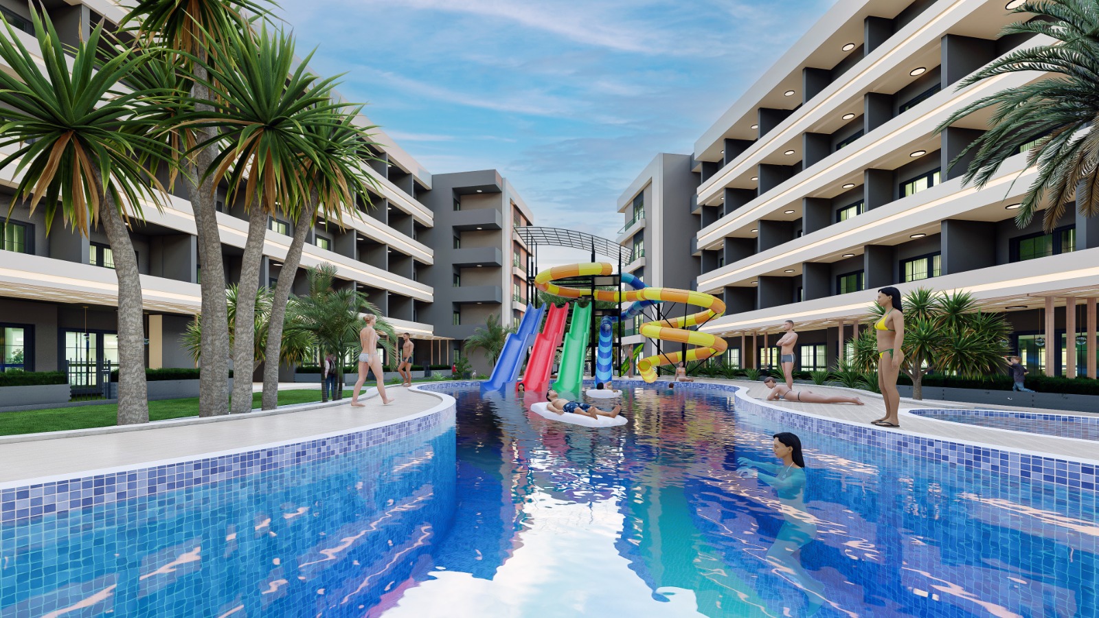 Luxuriöse 1+1-Wohnung zum Verkauf in Mitanni Garden, Erdemli, Mersin